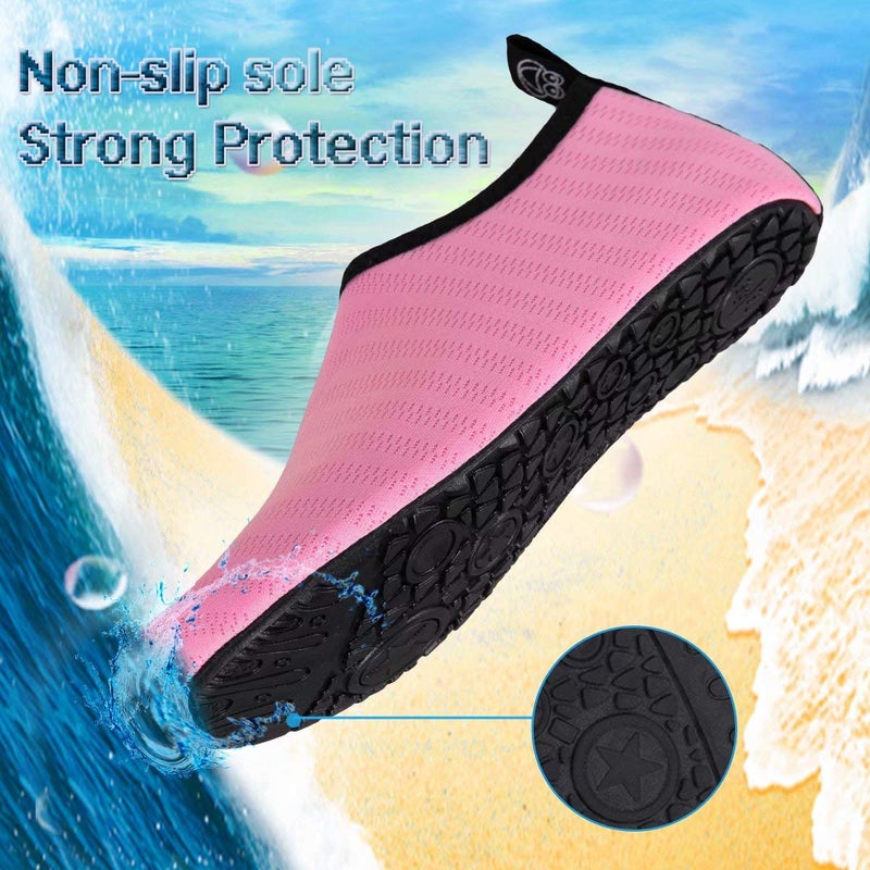 YALOX Water Shoes Women's Men's Outdoor Beach Swimming Aqua Socks Quick-Dry Barefoot Shoes Surfing Yoga Pool Exercise(LXY-Pink,40/41EU), 9-10 Women/7.5-8.5 Men - Image 3